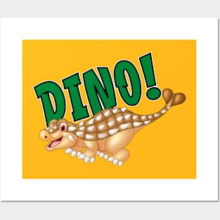 Cute Happy Dinosaur Spiked Dino Posters and Art